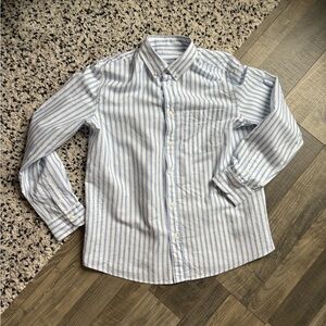 Zara Men's Light Blue and White Striped Shirt